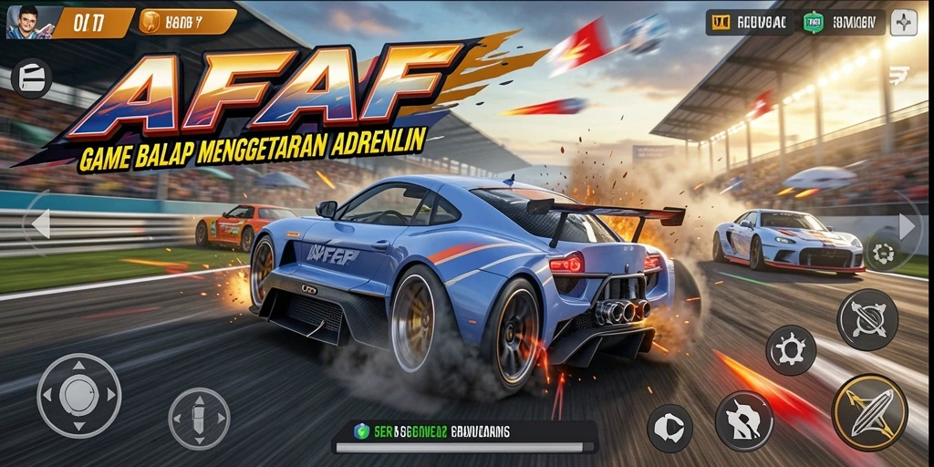 Tampilan gameplay AFAF yang menegangkan saat balapan.