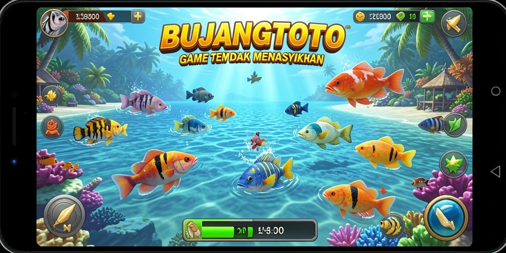 Tampilan gameplay seru Tembak Ikan di BUJANGTOTO.