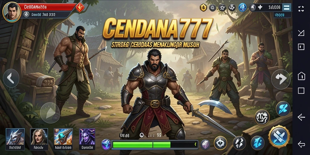 Screenshot utama CENDANA777 menampilkan pertempuran strategis yang intens.