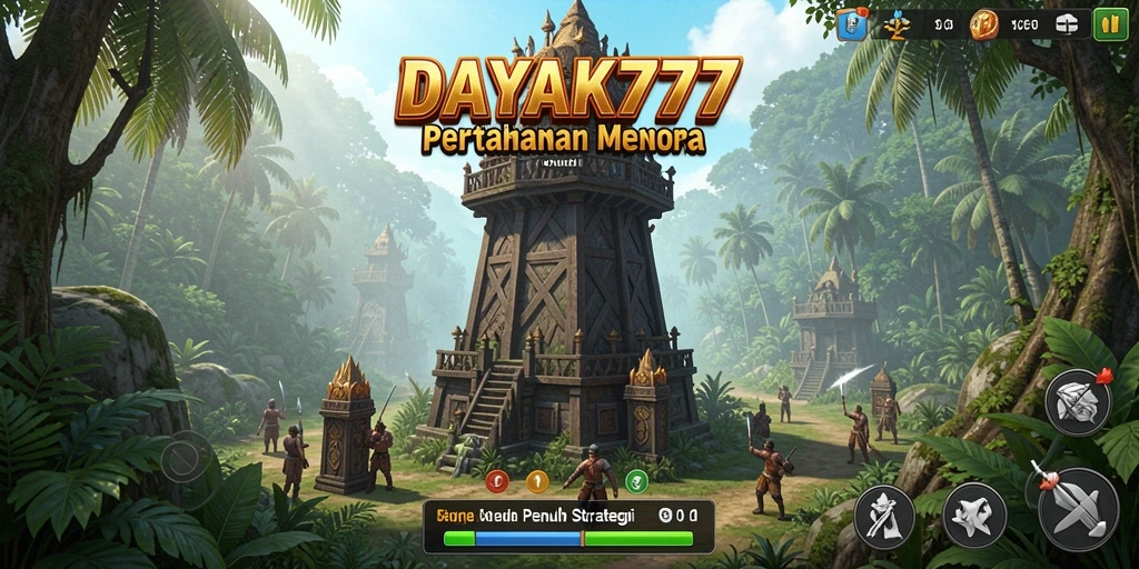 Tangkapan layar gameplay DAYAK777 menunjukkan pertahanan yang strategis dan intens.