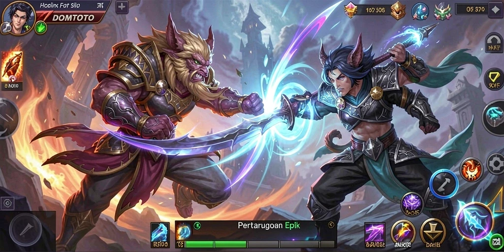 Tampilan gameplay yang mendebarkan dalam pertempuran ARPG.