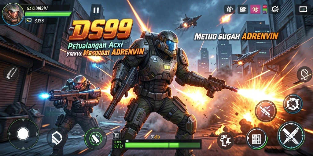 Tampilan gameplay DS99 yang mendebarkan dan penuh aksi.