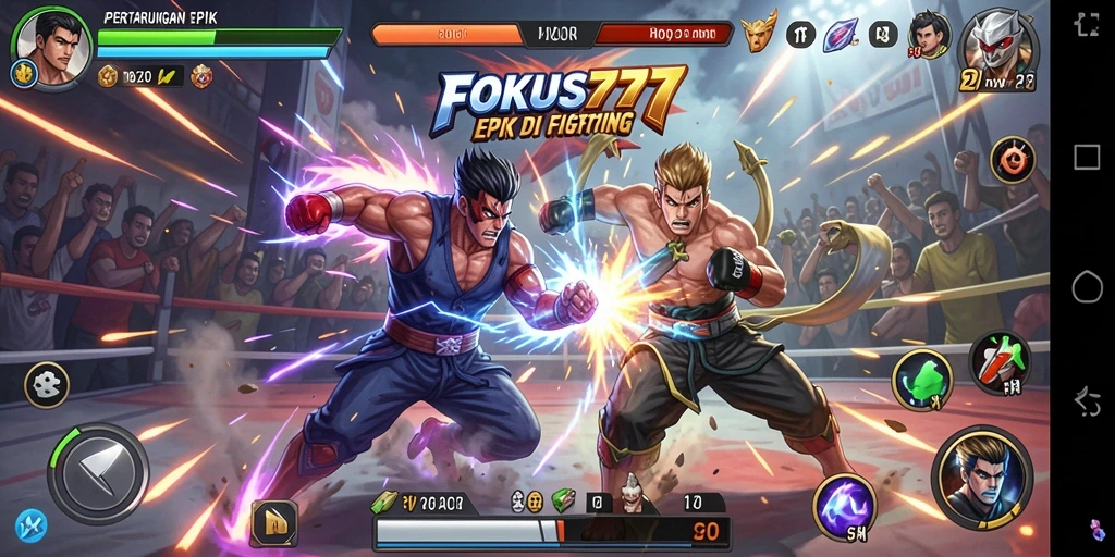 Gameplay seru FOKUS777 dengan pertarungan intens.