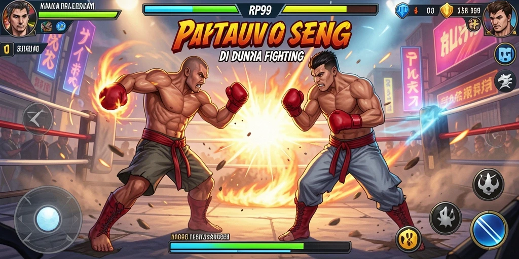 Tampilan screenshot utama RP99 menampilkan serunya pertarungan karakter.