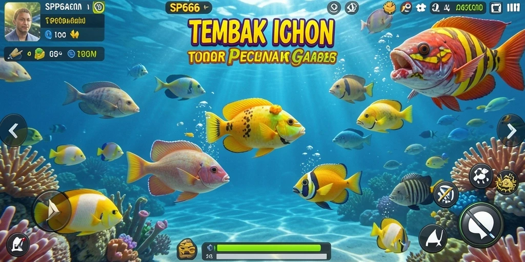 Screenshot menunjukkan gameplay Tembak Ikan yang seru dan interaktif.