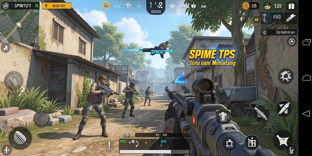 Tampilan gameplay seru dari SPIN101 dengan aksi tembak-menembak yang intens.