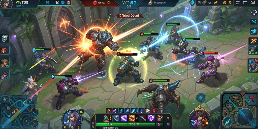 Tangkapan gameplay VT38 yang menunjukkan aksi seru di arena MOBA.
