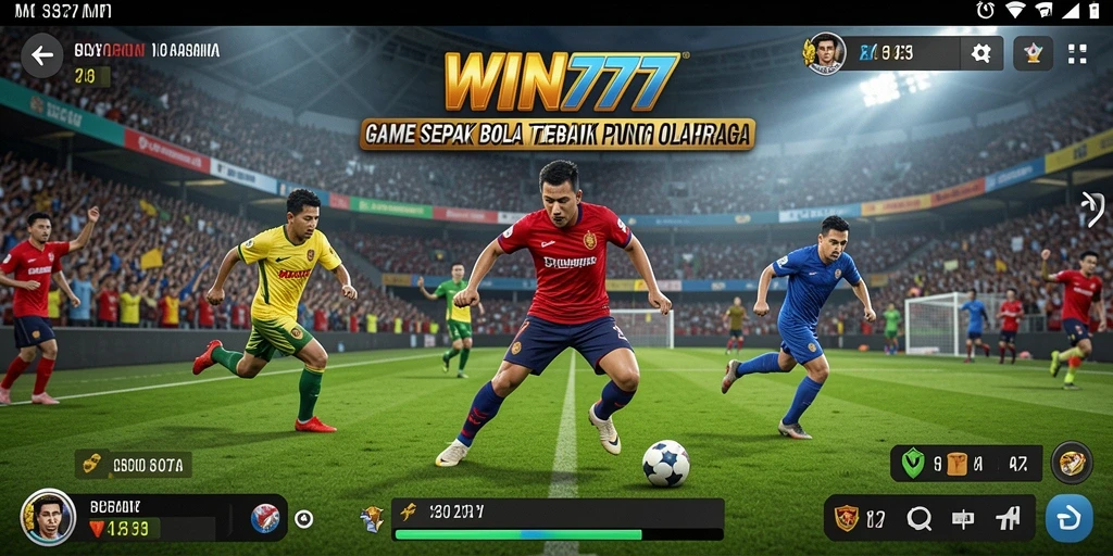 Screenshot gameplay yang menunjukkan aksi seru di lapangan sepak bola.